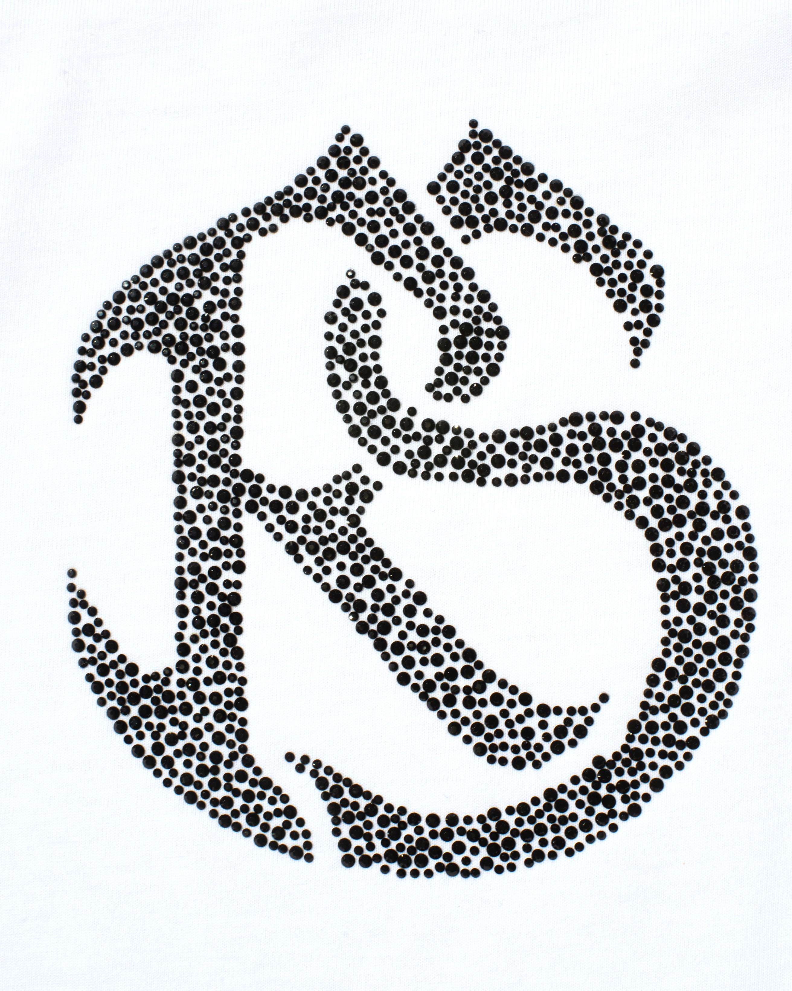 RAWSTAR Logo Antares Astra Stellar T-Shirt in white – detailed view of embroidery, limited edition luxury streetwear Made in Italy.