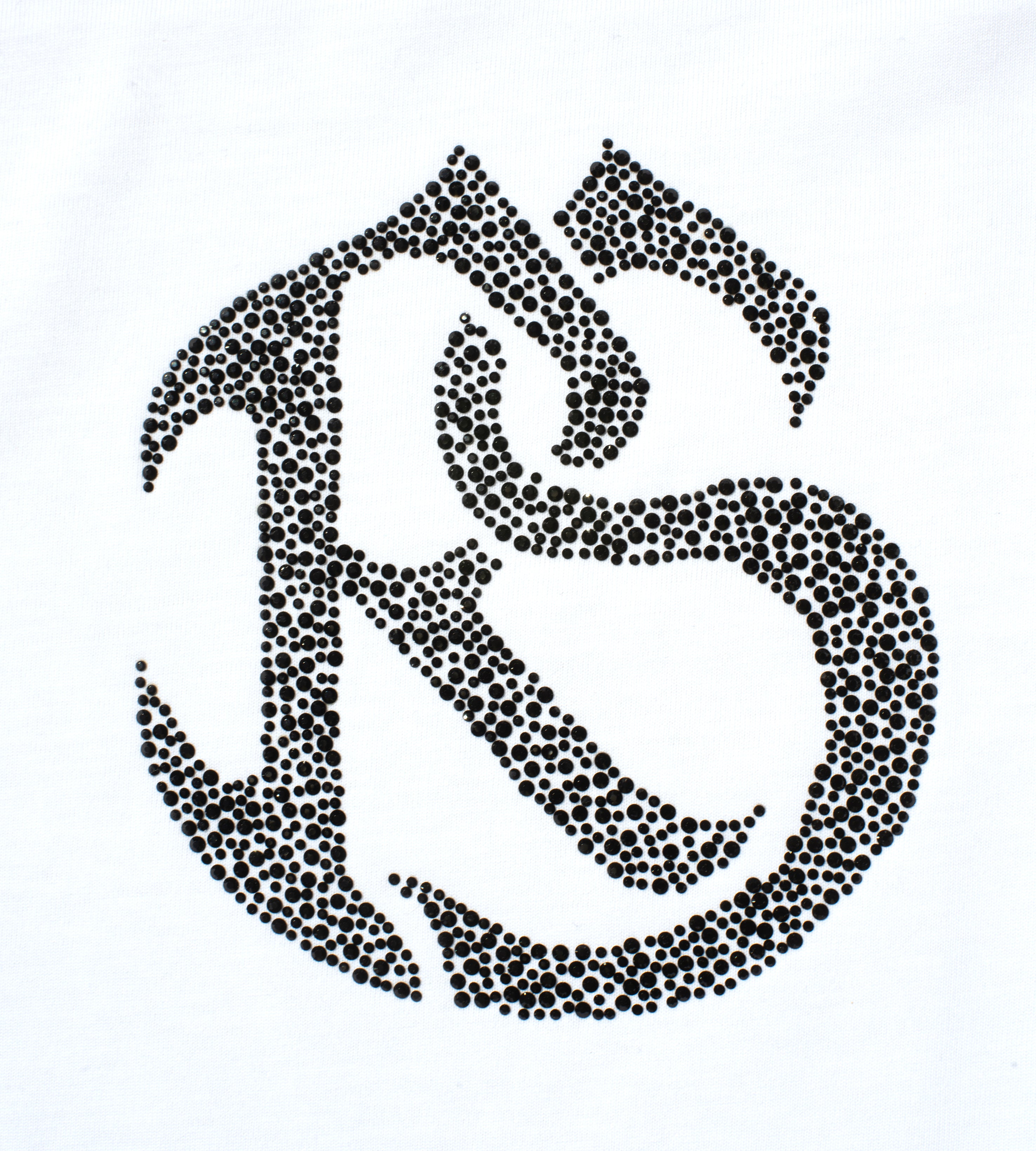 RAWSTAR Logo Antares Astra Stellar T-Shirt in white – detailed view of embroidery, limited edition luxury streetwear Made in Italy.