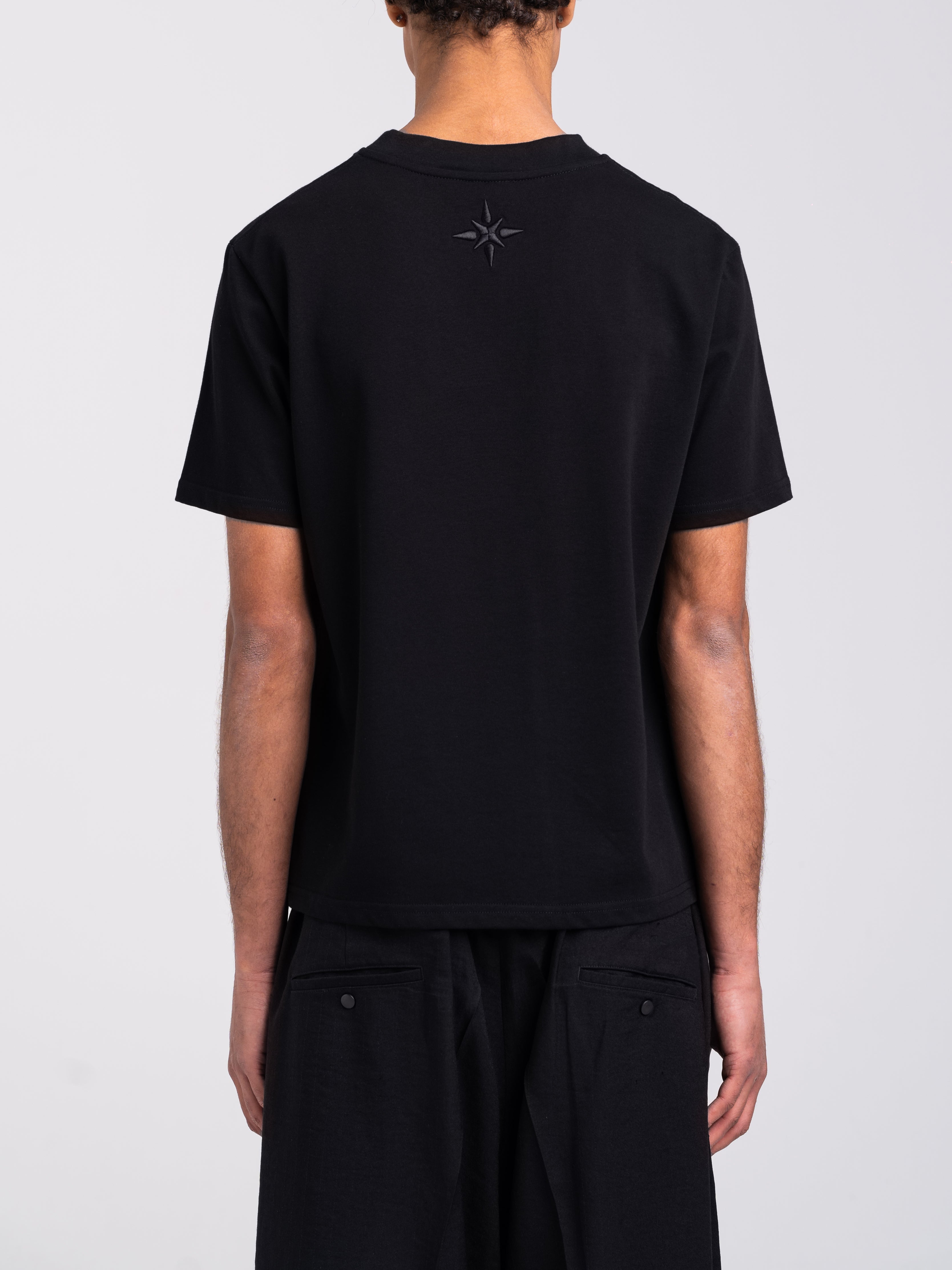 RAWSTAR Antares Acronym T-Shirt in black – back view, showcasing branded back detail.