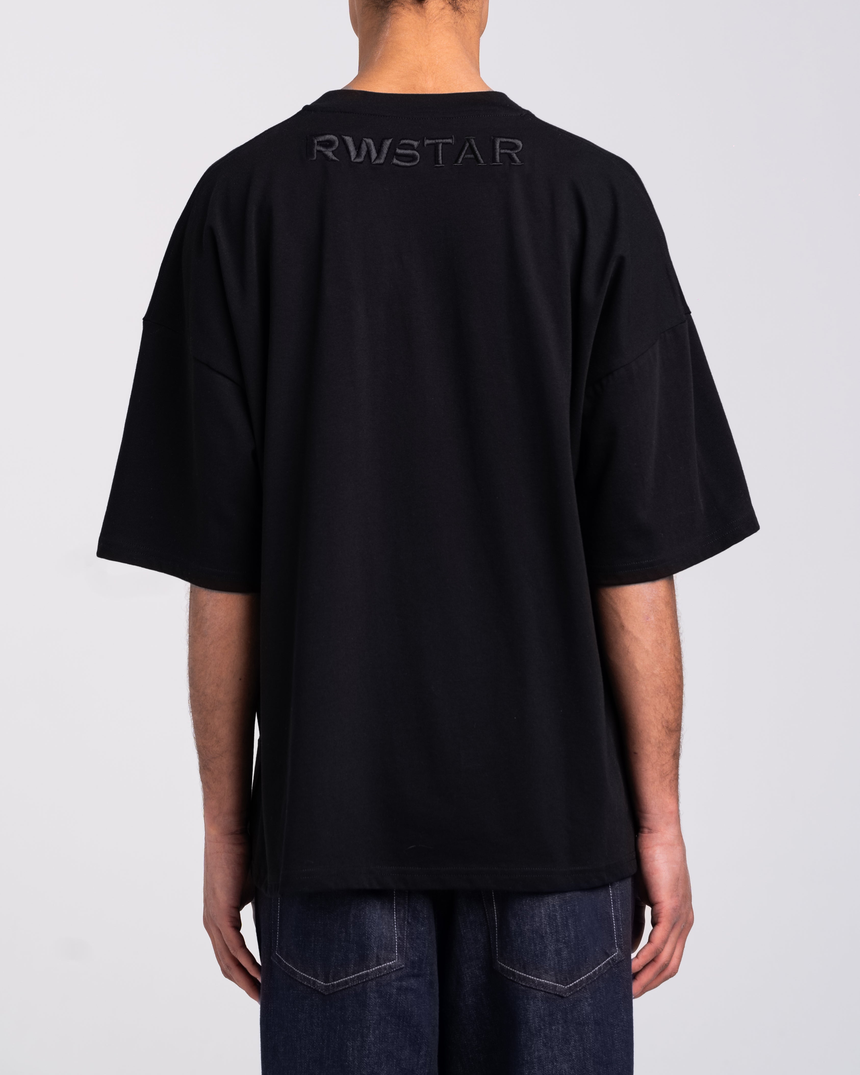 RAWSTAR Antares Astra Stellar T-Shirt in black – back view, showcasing premium Italian craftsmanship and minimal design.