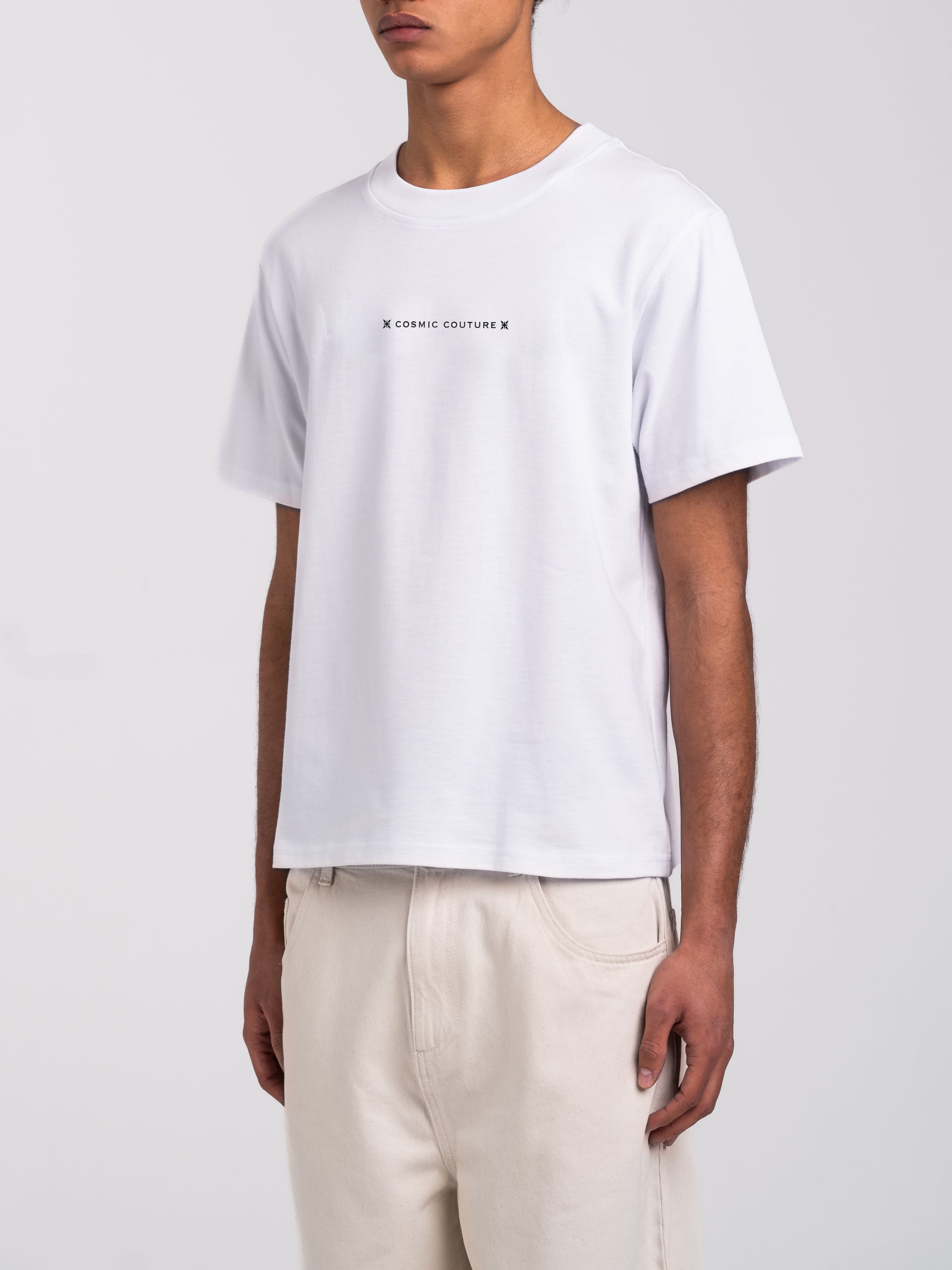 RAWSTAR Antares Cosmic Couture T-Shirt detail view – premium finishing and Italian craftsmanship.