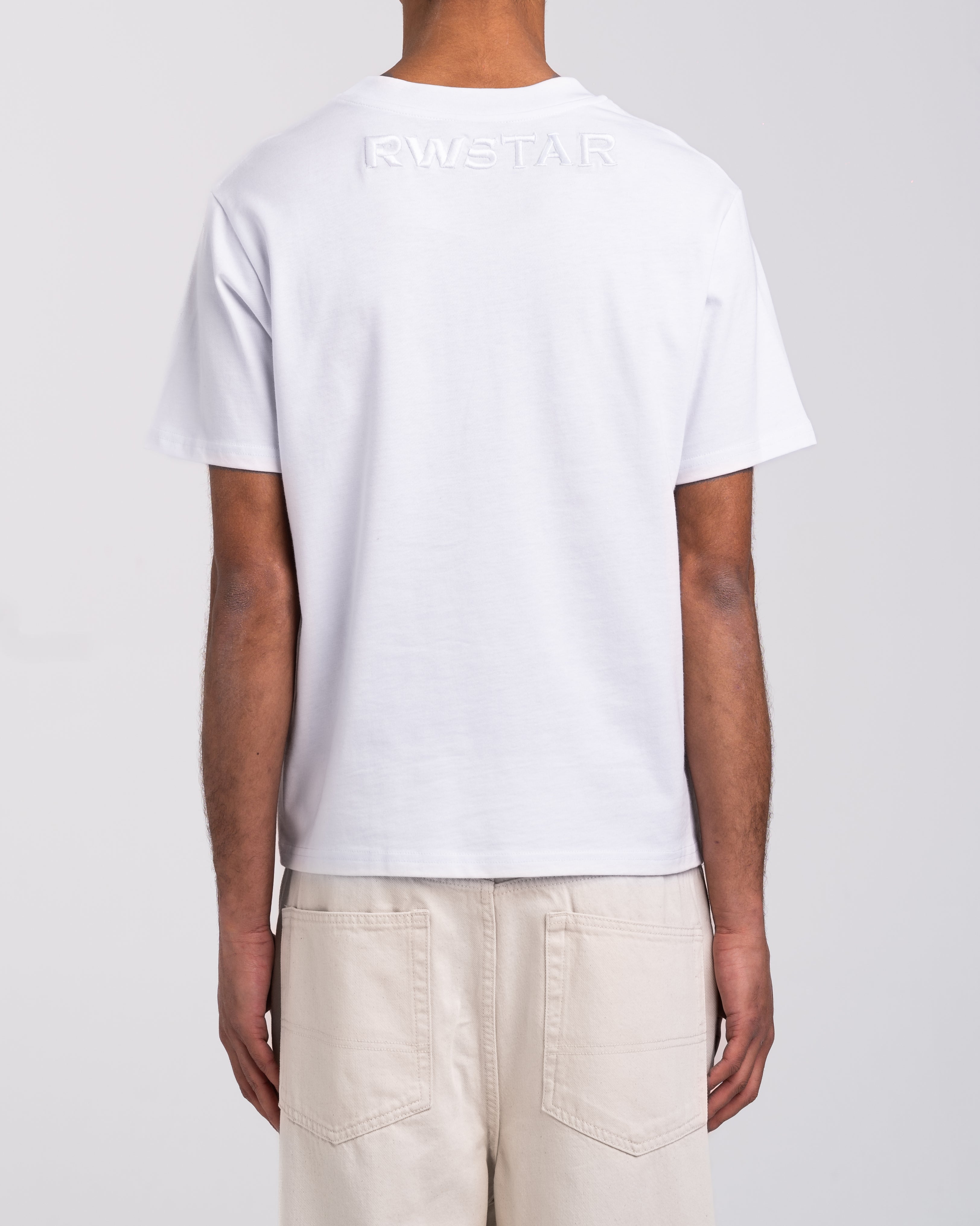 RAWSTAR Antares Cosmic Couture T-Shirt detail view – premium finishing and Italian craftsmanship.