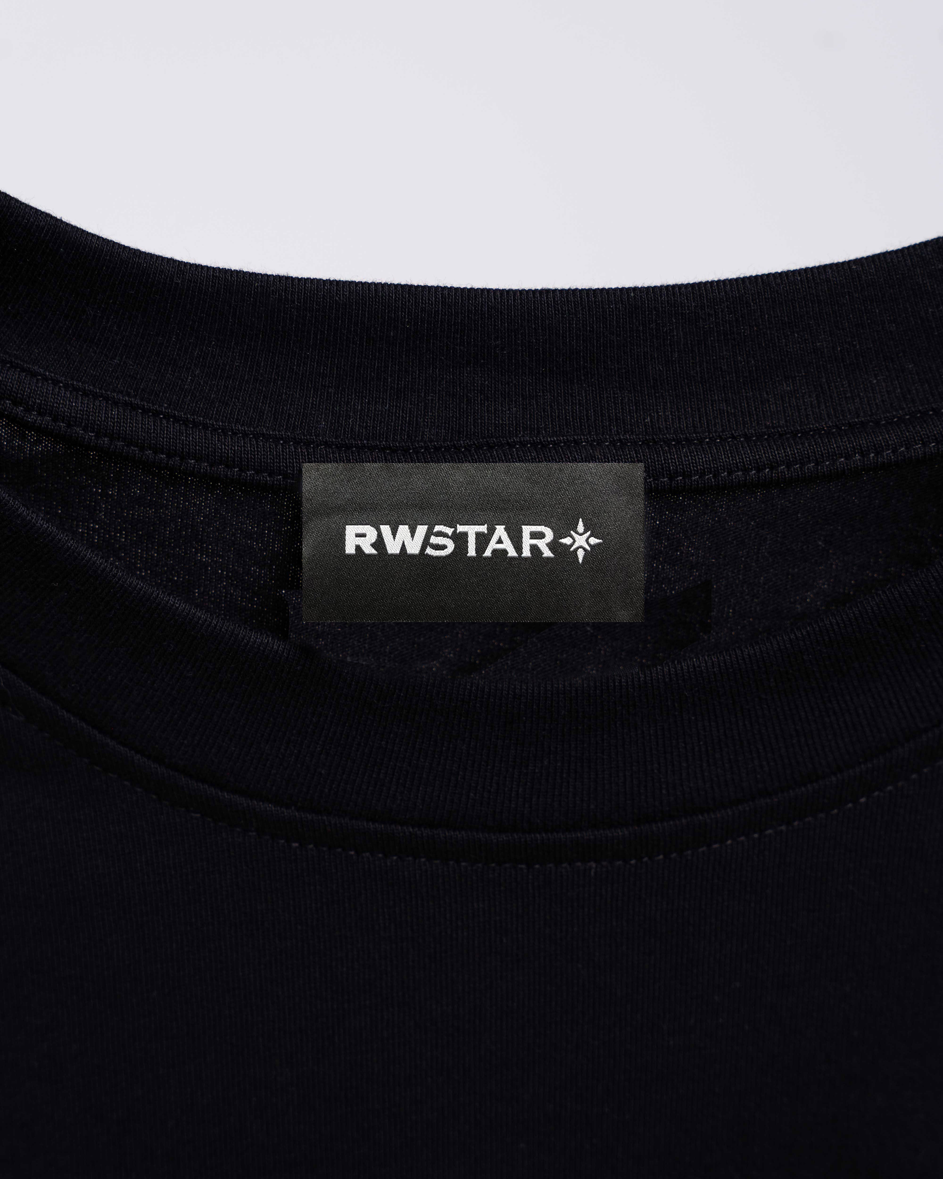 RAWSTAR Antares Cosmic Couture T-Shirt detail of premium fabric and stitching – Made in Italy.