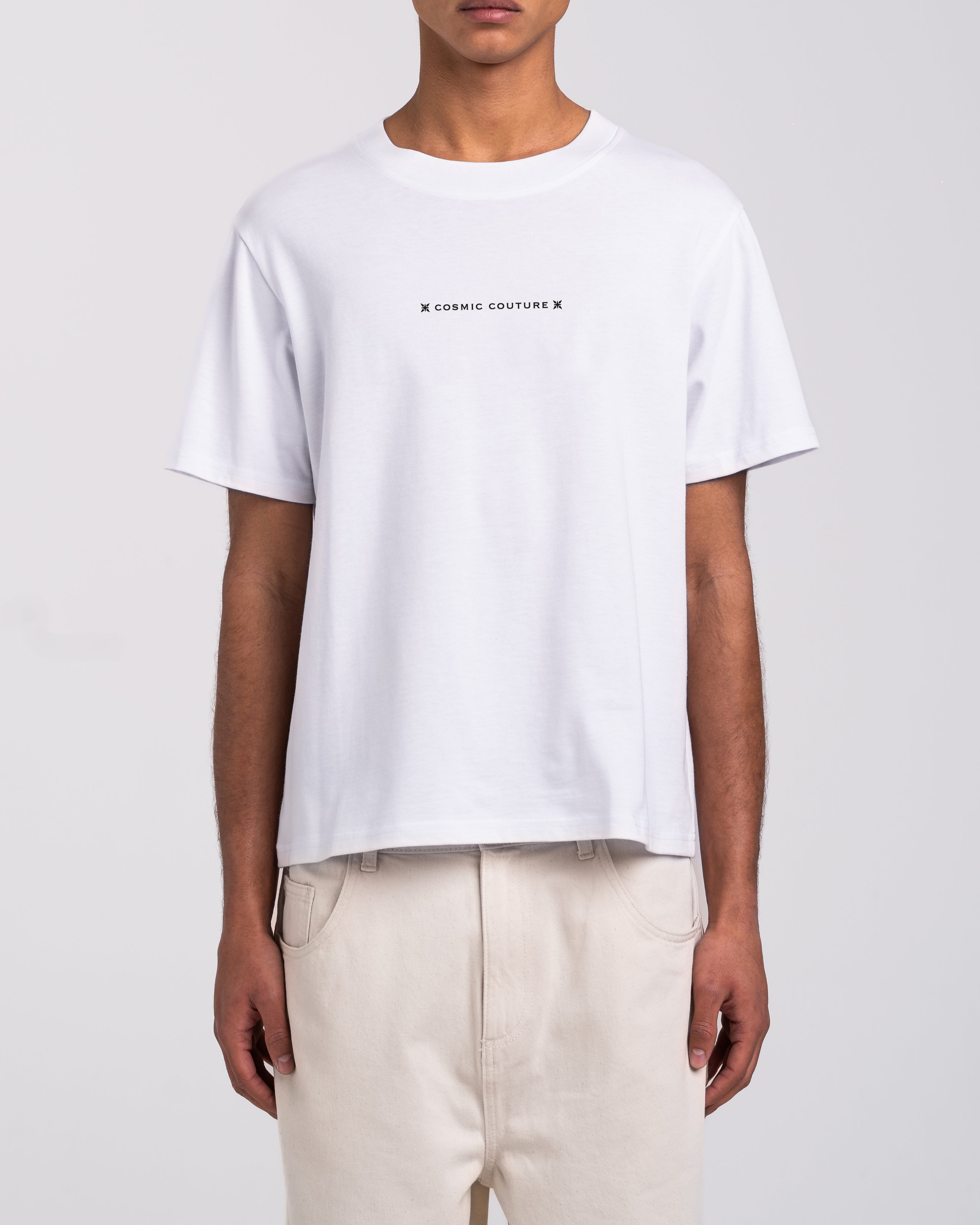 RAWSTAR Antares Cosmic Couture T-Shirt worn by model – luxury streetwear look.