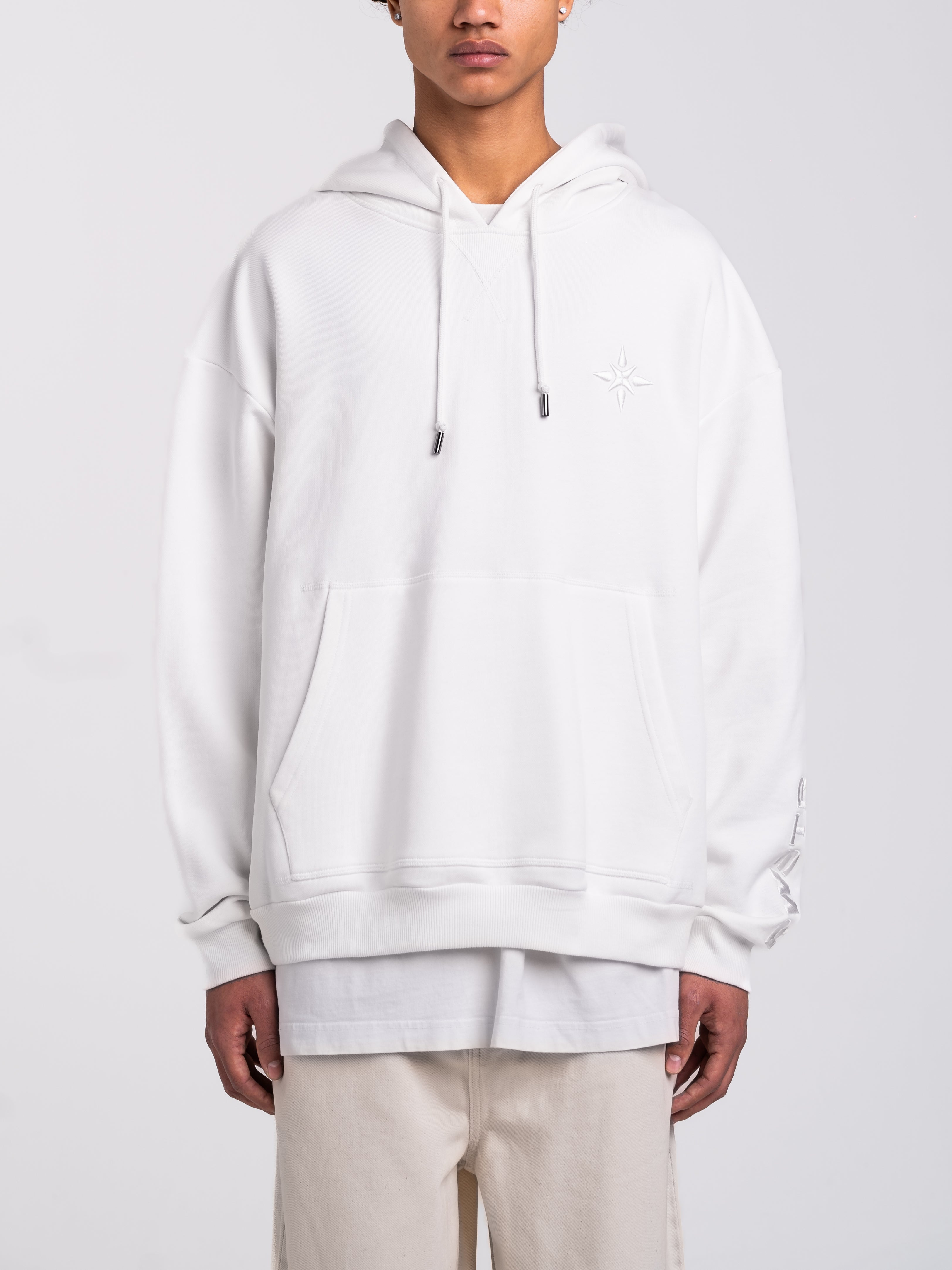 RAWSTAR Sirio Sweatshirt in white – front view of luxury streetwear, made in Italy, limited edition.