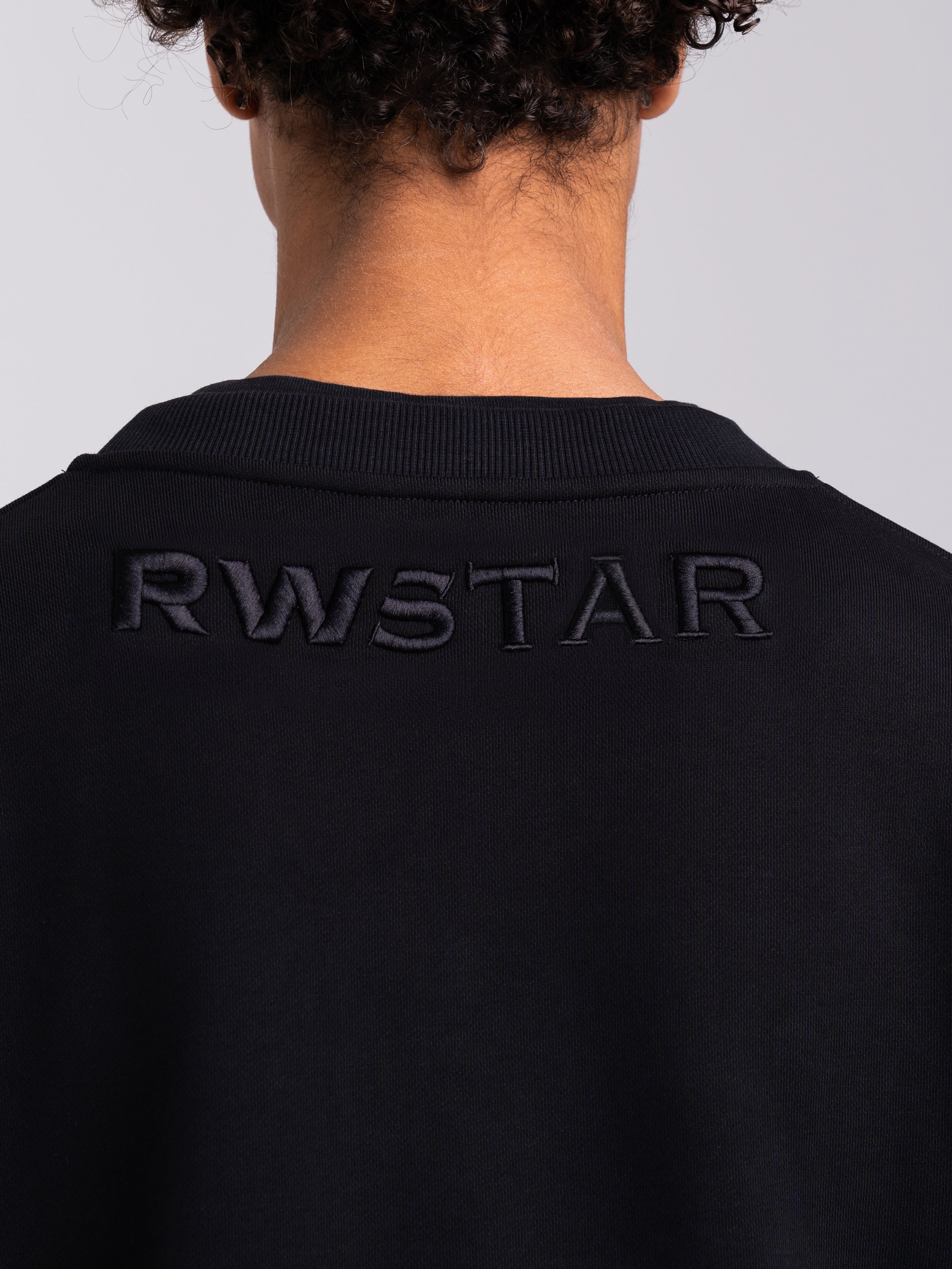 RAWSTAR Vega Star Sweatshirt worn by model – premium luxury streetwear, Made in Italy.
