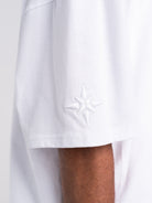 RAWSTAR Antares Astra Stellar T-Shirt in white – close view, showcasing clean finish and Italian craftsmanship.