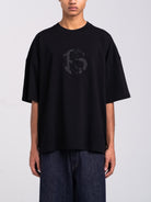 RAWSTAR Antares Cosmic Couture T-Shirt in black – front view, luxury streetwear made in Italy, limited edition oversized fit.