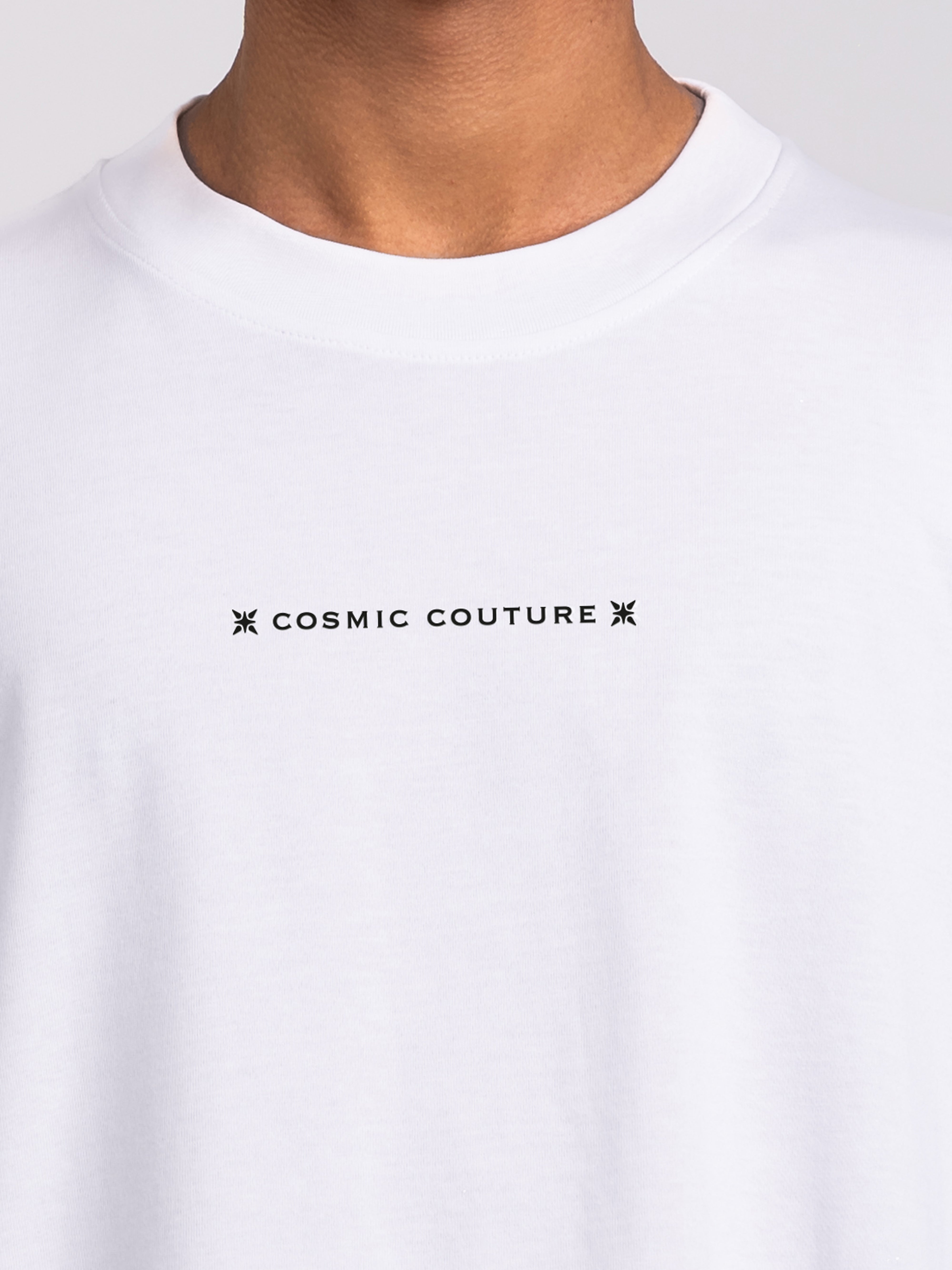 RAWSTAR Antares Cosmic Couture T-Shirt batch-number badge detail – luxury streetwear limited edition.