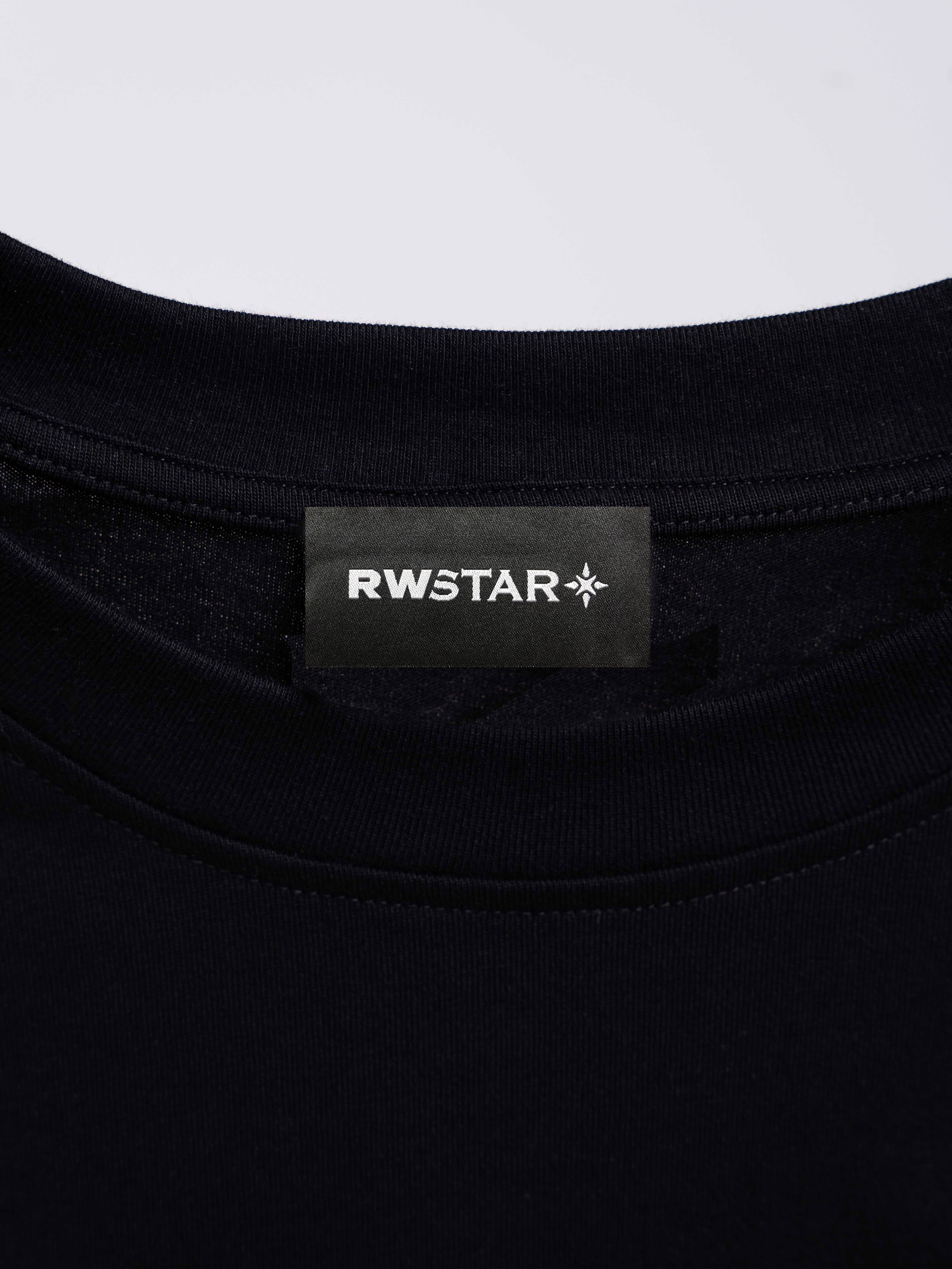 RAWSTAR Antares Cosmic Couture T-Shirt detail of premium fabric and stitching – Made in Italy.