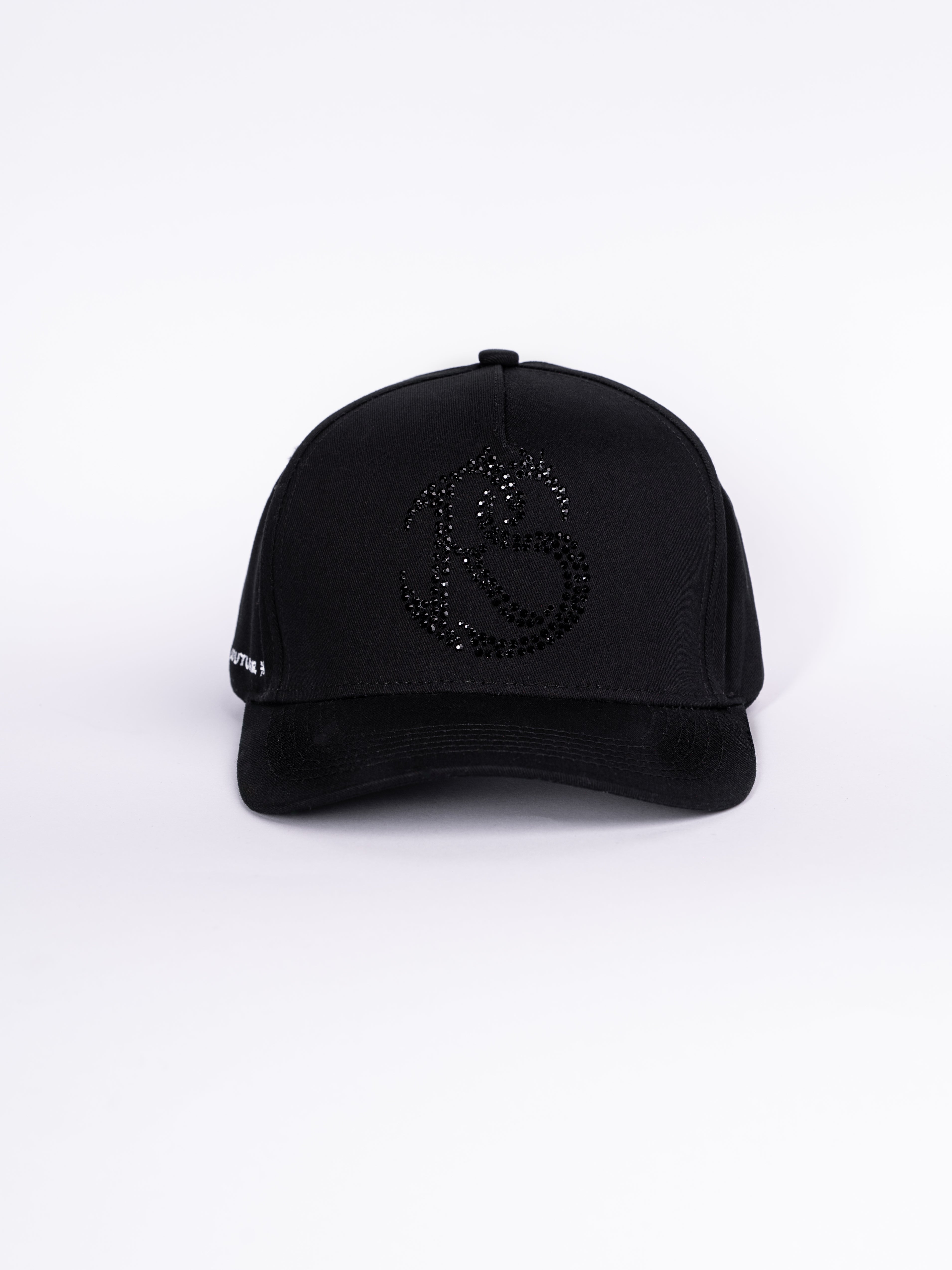 RAWSTAR Orion Trucker Hat in black – back view showing adjustable strap and logo detail, luxury made in Italy.