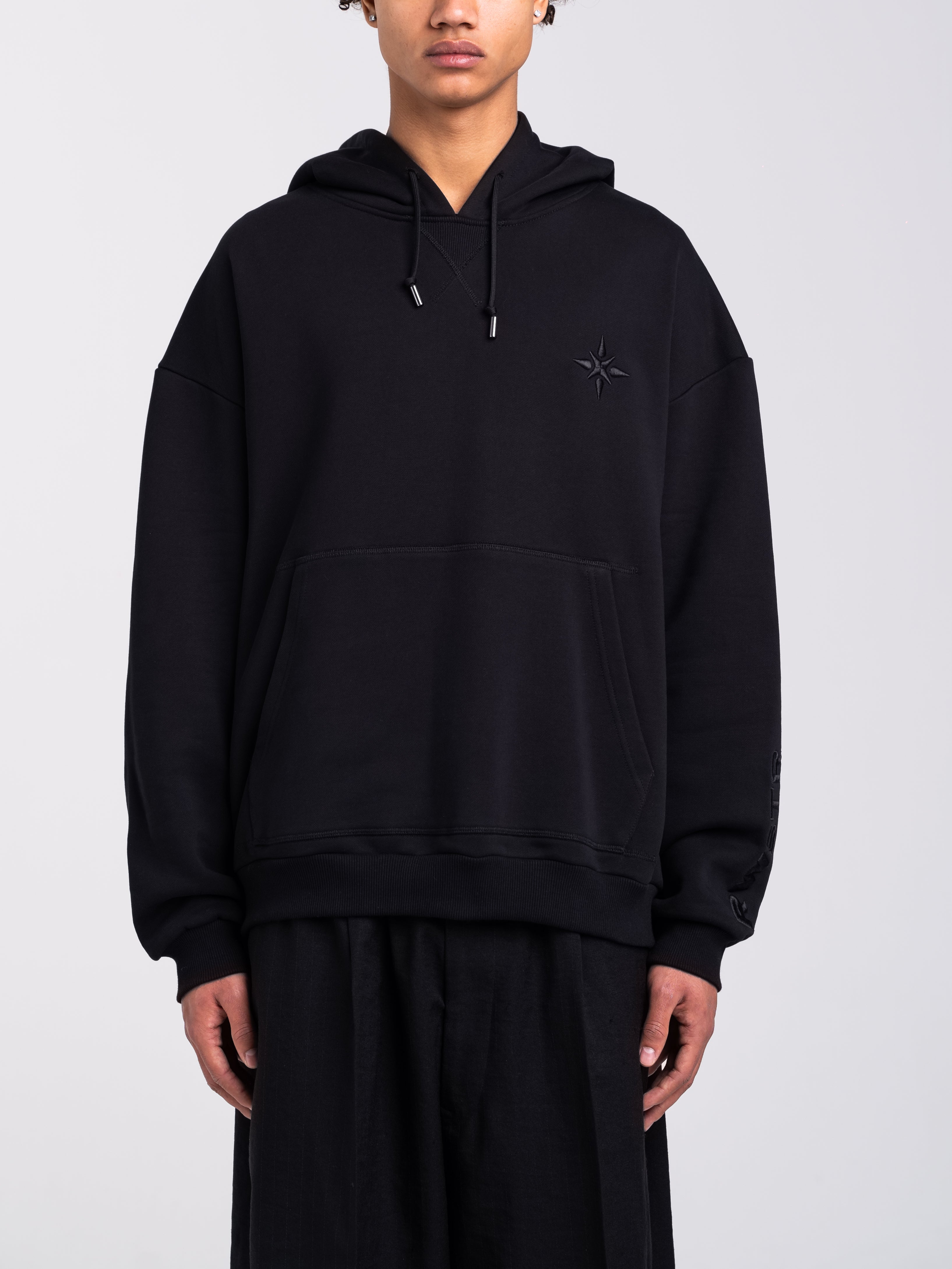 RAWSTAR Sirio Sweatshirt in black – front view, luxury streetwear made in Italy, limited edition.