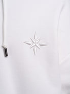 RAWSTAR Sirio Sweatshirt in white – close-up of chest star embroidery motif, luxury limited drop.