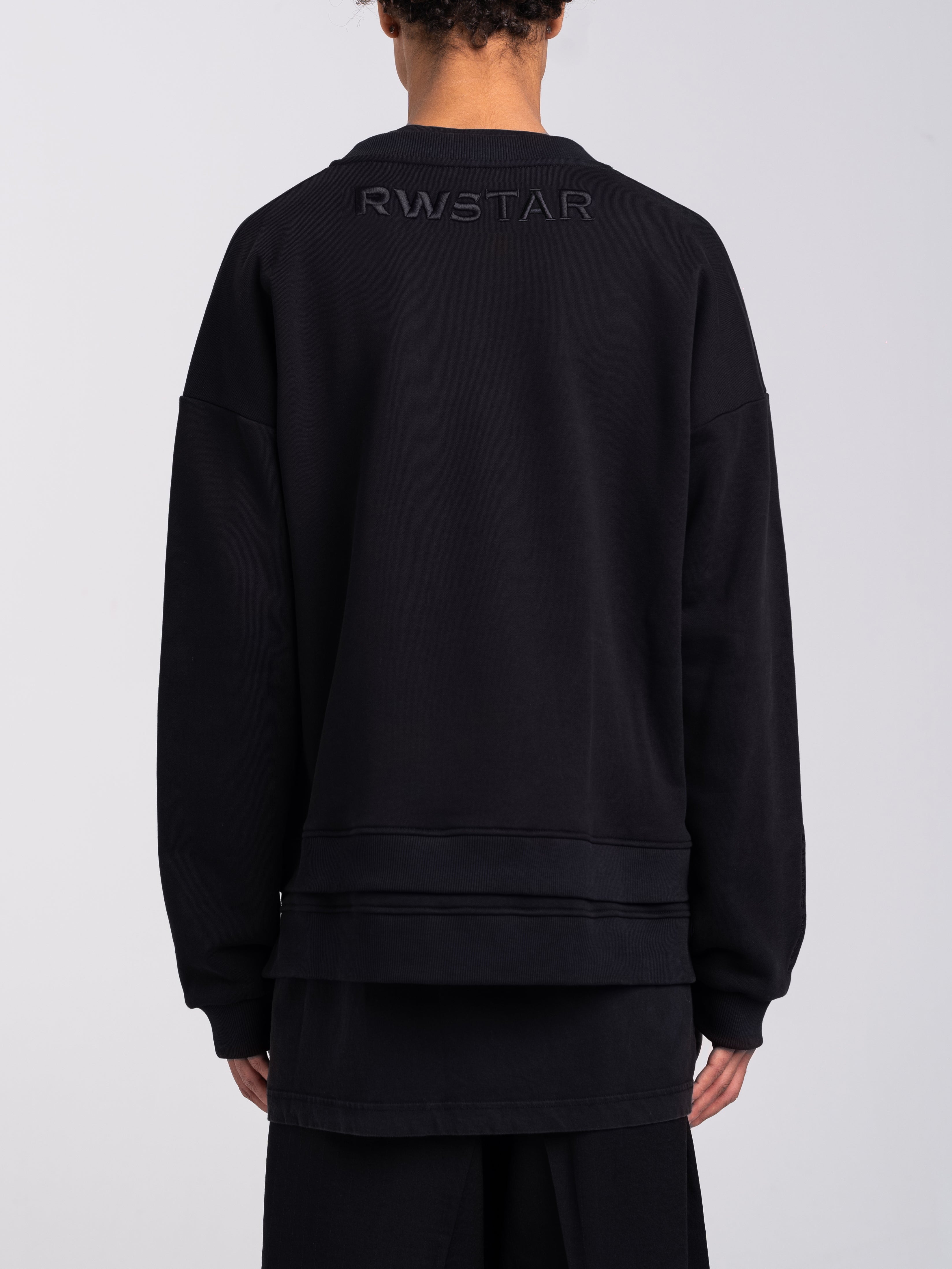 RAWSTAR Vega Star Sweatshirt – back view showing RAWSTAR embroidered logo, premium Italian craftsmanship.